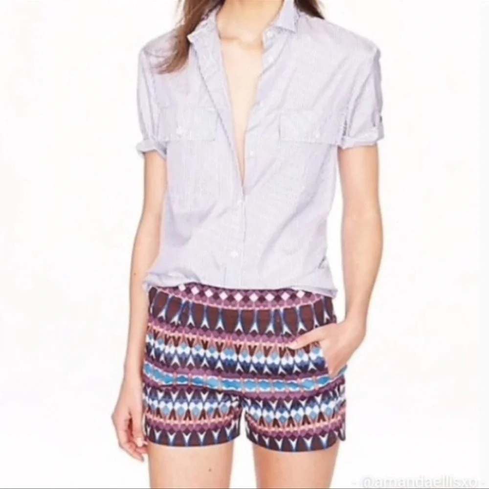 J. Crew Aztec Tribal Print Chino Bermuda Shorts Size 8 - Picture 8 of 8